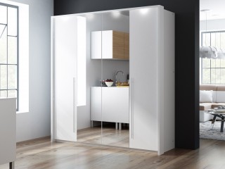 Wardrobe BONITA 209cm White + Mirror