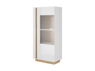 Ares 72 cm - 72/154/40 cm, Display cabinet, White gloss with oak 