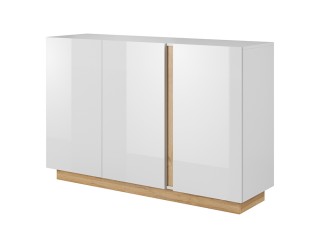 Ares 138 cm - 138.2/90.5/40 cm, Sideboard, White gloss with oak 