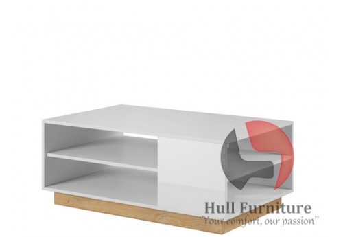 Ares Coffee Table - 100/45.5/60 cm, White gloss with oak 
