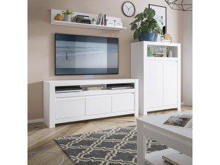 Novi 3 Door TV Cabinet in Alpine White  FREE UK DELIVERY W 1534 x H 650 x D 422mm