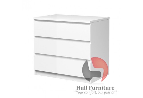Nina - Chest of 3 Drawers in White High Glos
