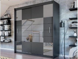ARIEL 2 wardrobe, graphite + graphite mirror 203cm