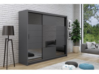 ARIEL 2 wardrobe, graphite + graphite mirror 250cm