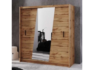 WENICJA 203cm wardrobe, wood effect wotan oak + mirrors