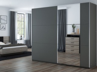 BALIA wardrobe, graphite +  mirror 200cm