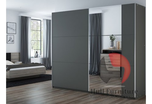 BALIA wardrobe, graphite +  mirror 250cm