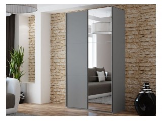 VIVA wardrobe 120cm, graphite-grey + large mirror