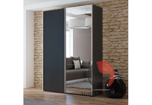VIVA wardrobe 150cm, black + large mirror