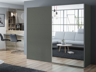 VIVA wardrobe 250cm, graphite-grey + large mirror