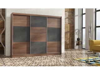 CORDOBA wardrobe 250cm, sterling oak + brown concrete