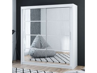 DELTA wardrobe 160cm, mirrors on both doors, white matt