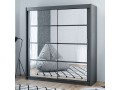 DAKOTA  wardrobe 200cm, mirrors on both doors, graphite / grey 
