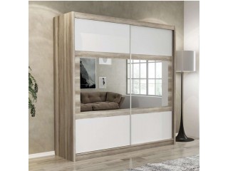 SALWADOR  wardrobe 200cm, canyon oak + white matt + mirrors