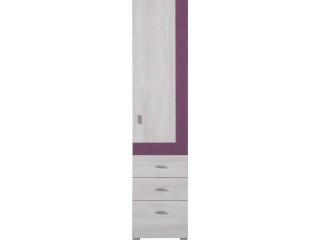 NET - Tall unit NX4 1-door 3-drawers Purple/white pine