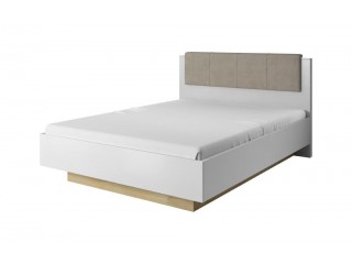 Ares - Kingsize Bed in white with an Oak Trim, 164.5 cm x 104.5 cm x 210.5 cm