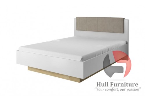 Ares - Kingsize Bed in white with an Oak Trim, 164.5 cm x 104.5 cm x 210.5 cm