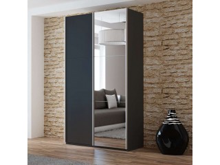 VIVA wardrobe 120cm, black + large mirror