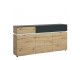 LUCI - 3 doors 2 drawers sideboard (inc. LED lighting) in Platinum and Oak.W 1100 x H 503 x D 700 mm, FREE UK DELIVERY 
