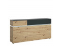 LUCI - 3 doors 2 drawers sideboard (inc. LED lighting) in Platinum and Oak.W 1805 x H 901 x D 400 mm, FREE UK DELIVERY 
