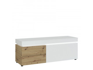 LUCI - 1 door 2 drawer 150 cm TV unit (inc. LED lighting) in White and Oak. W 1504 x H 567 x D 480 mm, FREE UK DELIVERY 