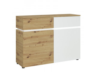 LUCI - Luci 2 door 2 drawer cabinet (including LED lighting) in Platinum and Oak. W 1204 x H 901 x D 400 mm, FREE UK DELIVERY 
