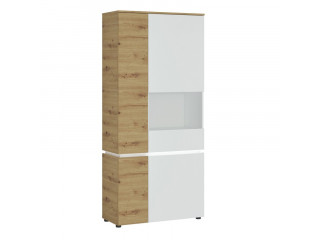 LUCI - 4 door tall display cabinet RH (including LED lighting) in White and Oak. W 904 x H 1990 x D 400 mm, FREE UK DELIVERY 
