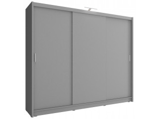 Malibu 250cm - Grey - Sliding door wardrobe with FREE LED LIGHT
