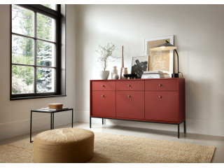 Molly Sideboard Burgundy Colour 154cm wide Black Metal Stand