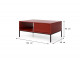 Molly Coffee Table - Burgundy Colour 104cm wide Black Metal Stand
