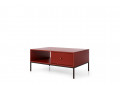 Molly Coffee Table - Burgundy Colour 104cm wide Black Metal Stand