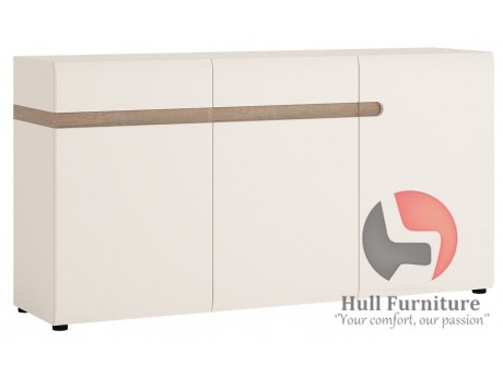 Abbie- 1 drawer 2 door sideboard in white high gloss MDF with an Truffle Oak trim.