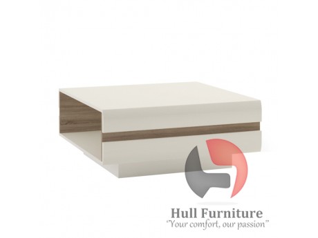 Abbie- Coffee Table in white high gloss MDF with an Truffle Oak trim.