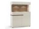  Niska witryna Abbie - Low Display Cabinet 109 cm wide in white high gloss MDF with an Truffle Oak trim. - Kolekcja Abbie Meble 