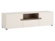 KOMODA RTV - Low Display Cabinet 109 cm wide in white high gloss MDF with an Truffle Oak trim. - Kolekcja Abbie Meble 