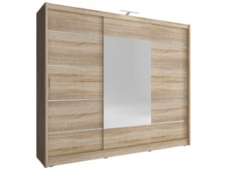 Victoria ALU 250cm - FREE LED LIGHT - Oak sonoma - Sliding door wardrobe with mirror