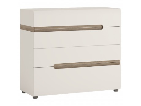 Abbie - 4 drawer chest in white with an Truffle Oak Trim