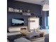 Lyon 1drawer TV cabinet in Riviera Oak/White High Gloss Size W 1300x H 417 x D 420 mm