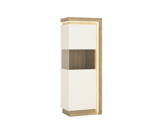 Lyon Narrow display cabinet (LHD) 164.1cm high in Riviera Oak/White High Gloss