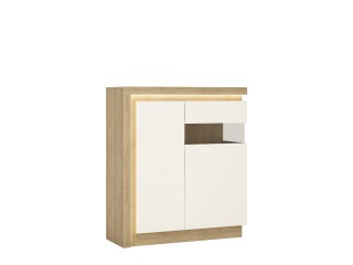 Lyon 2 door designer cabinet (RH) in Riviera Oak/White High Gloss Size W 1075 x H 1236 x D 420 mm