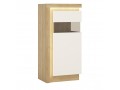 Lyon Narrow display cabinet (RHD) 123.6cm high in Riviera Oak/White High Gloss