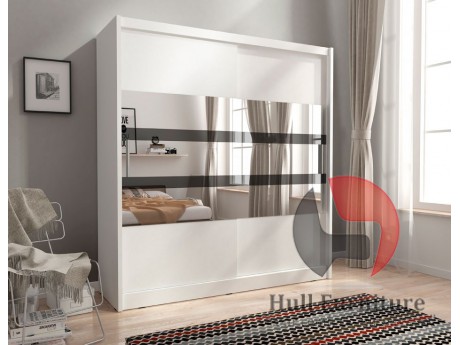 MAJA V 200cm - White - Sliding door wardrobe with mirror