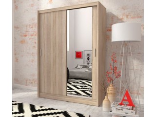 MAJA 150cm - Oak sonoma - Sliding door wardrobe with mirror