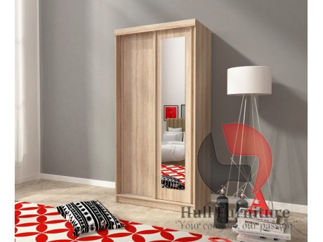 ALASKA 100 cm - Oak sonoma - Sliding door wardrobe with mirror